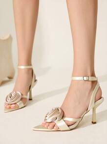CUCCOO CHICEST Women Pointed Toe Strap High Heel Sandals - Champagne - View 3