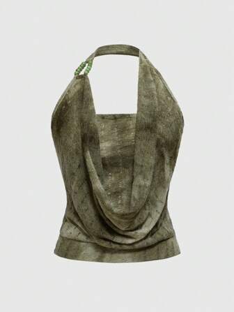 Fairycore Camiseta de tirantes con cuello de embudo y textura para mujer, de estilo retro y subcultura del milenio, sexy