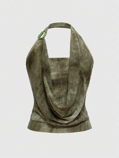 Fairycore Camiseta de tirantes con cuello de embudo y textura para mujer, de estilo retro y subcultura del milenio, sexy