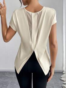 Chiquease Women Summer Loose Minimalist Sports Style Solid Colored Chiffon T-Shirt With Back Slits
