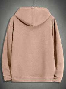 RueChic Conjunto de sudadera con capucha regular de algodón con estampado de letras para hombres