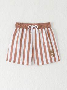 Pantaloncini da bagno a strisce e con stampa di alberi da spiaggia con laccetti, per ragazzo giovane - Multicolore - Visualizzare 5