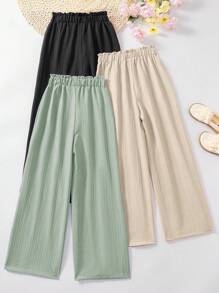 3 chiếc quần ống rộng chất liệu có họa tiết dành cho bé gái tuổi teen, thích hợp đi học, đến trường đại học, hoặc sinh viên, cho mùa thu đông. - Nhiều màu - Xem 2