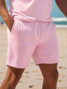 Manfinity Dauomo 男士两件套：纯色短袖 Polo 衫和口袋短裤，夏季