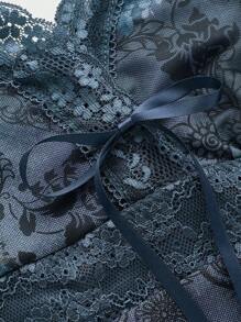 ROMWE Fairycore 女士純色簡約日常蕾絲背心上衣 - 藍色 - 查看 3