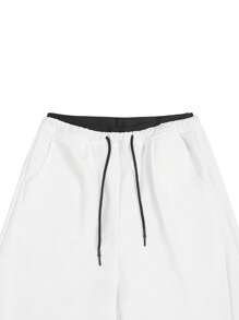 Manfinity Hypemode Manfinity Streetrush 男士白色运动裤，双腰带设计，时尚街头服饰品牌，宽松阔腿休闲运动裤男士服装男士裤子男士超大裤头男士服装男士裤子街头服饰，超大，夏季 - 白色 - 查看 4