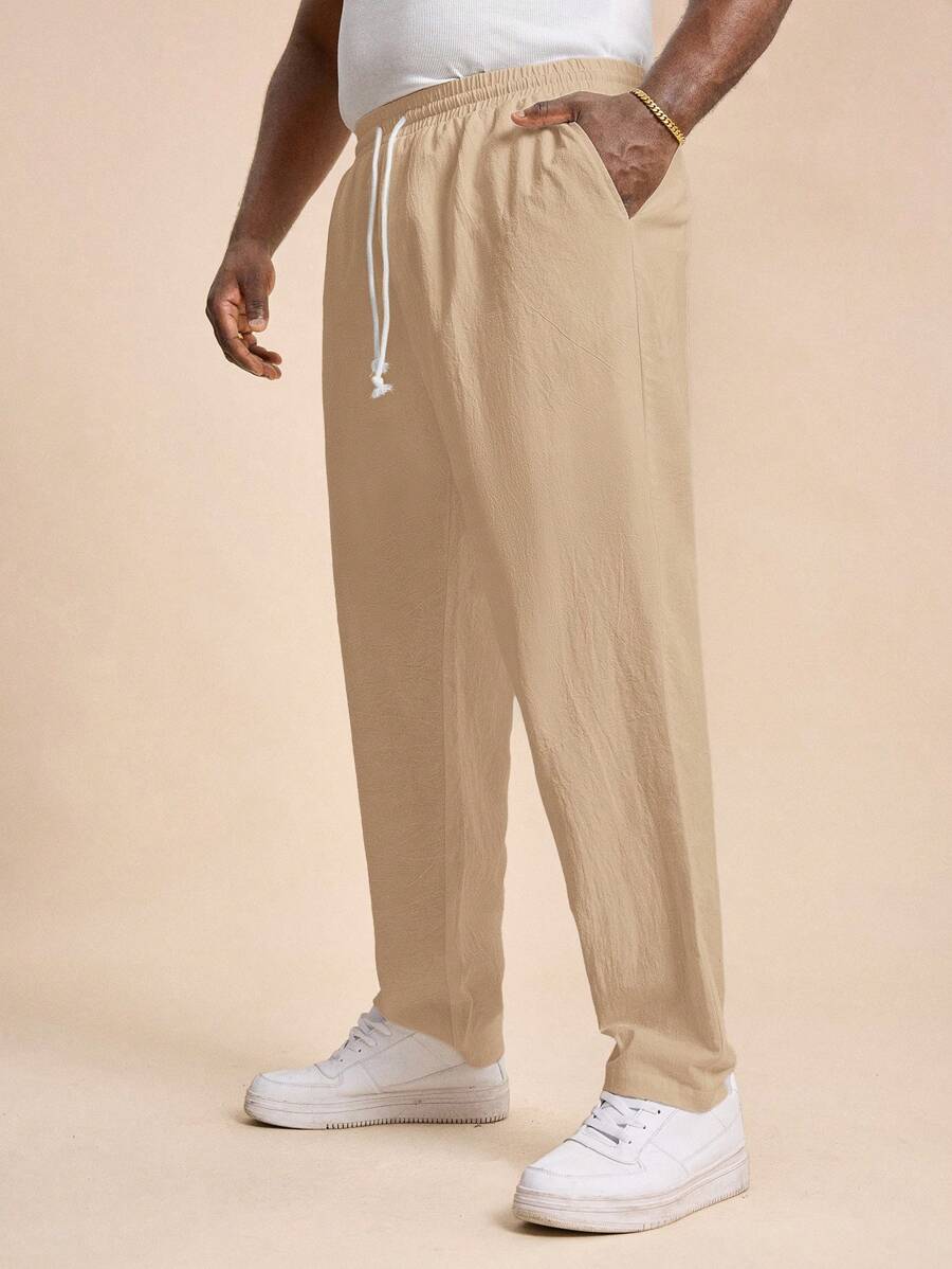 EASEVO Quần dài dệt kim màu trắng ôm vừa vặn cho nam cỡ lớn - Cà phê nâu - Xem 1