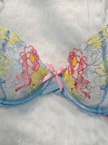 SHEIN Set de 2 sujetadores sin aros con bordado vintage romántico y lazo