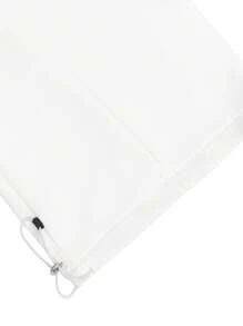 Manfinity Hypemode Manfinity Streetrush 男士白色运动裤，双腰带设计，时尚街头服饰品牌，宽松阔腿休闲运动裤男士服装男士裤子男士超大裤头男士服装男士裤子街头服饰，超大，夏季 - 白色 - 查看 6