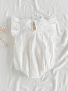 SHEIN Vintaside Kids Body de bebé niña con volantes y mangas cortas florales, estilo dulce, liviano para el verano