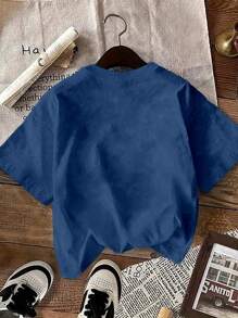 Women Plus Size T-Shirt With Whale Shark Diving Print, Casual Crew Neck Short Sleeve Tee, Suitable For All Seasons - Blue - View 2