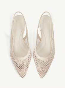 CUCCOO CHICEST 夏季新款闪亮水钻网眼面板尖头平底鞋，优雅时尚的女士网眼一脚蹬平底鞋，非常适合喝茶、约会、聚会、度假