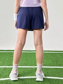 JNSQ Short deportivo informal y holgado con falda para niñas, short deportivo informal y holgado con cintura elástica y estampado divertido de letras para niños