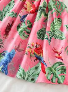 WESTFADE Young Spaghettibandjesjurk met tropische plantenprint en uitsparingen voor jonge meisjes