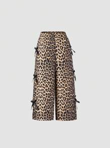 SHEIN Young Girl Pants, SHIYYING Spring/Summer High Waist Leopard Print Casual Pants, European And American Fashion Long Trousers Leopard Pants For Fall Winter - Multicolor - View 4