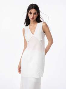 LYSMO Women's Solid Color V-Neck Casual Camisole For Summer - White - View 1