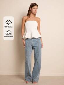 Nöista Women's Denim Long Pants, Fashionable For Summer - Blue - View 4