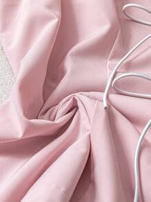 GlowEve CURVE 2 件女式纯色梭织修身无袖上衣 + A 字裙套装，优雅夏日装 - 粉色 - 查看 4