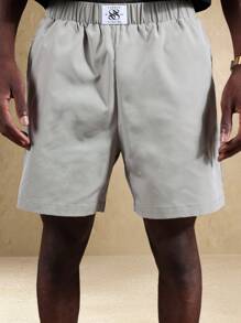 SUMWON 经典夏季松紧腰短裤舒适休闲沙滩散步休闲轻便度假装 - 卡其色 - 查看 7