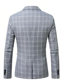 Manfinity Bizformal 男士格子单排扣时尚西装外套（带垫肩，长袖）