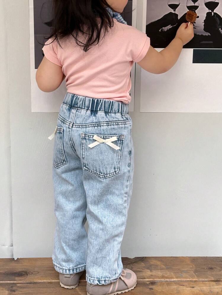 Baby Girl Loose Straight Butterfly Cute Denim Pants, Toddler Fall Clothes