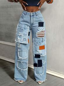 BamGleam 女士夏季时尚牛仔裤 - 藍色 - 查看 3