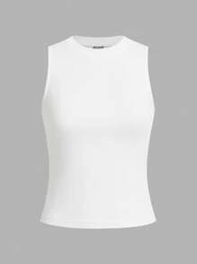 SHEIN LUNE 3pcs/Set Women Casual Solid Color Round Neck Sleeveless Tight Fitting Tank Tops, Black/White/Gray, Suitable For Summer