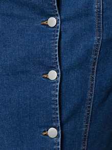 Nöista Damen Jeans-Rock, lässig, locker, seitlicher Schlitz, blaue Midi-Länge Rock, langer Damen-Rock, dunkelblauer Rock, Sommer-Damenkleidung mit Knopfdetails - Blau - Übersicht 6
