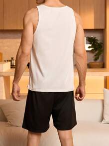 Men's Letter & Smiling Face Graphic Sleeveless Crew Neck T-Shirt