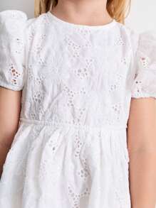 THE HAPPY LOOK Vestido de manga abullonada con bordado dulce para niñas, para verano