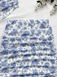 Soleia Completo da donna con top a canottiera con motivo floreale ditsy e minigonna plissettata, stile vacanziero, per spiaggia e vacanza, abbinamento primaverile/estivo, per donna, stile boho per festival musicali all'aperto