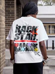 ROMWE Street Life Camiseta de mujer casual de manga corta con cuello redondo y estampado de letras, versátil para el verano