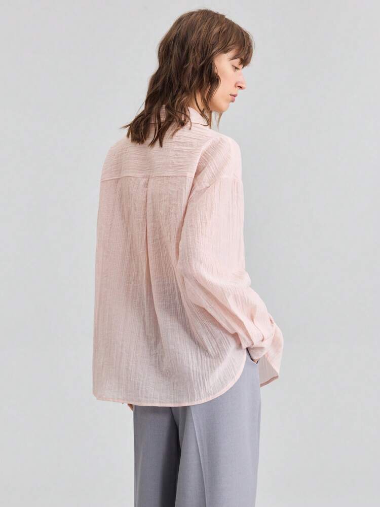 Women 2025 Autumn New Arrival Returning To School 2000s Style Countryside Casual Office Business Wear Blouse, Solid Color Drop Shoulder Long Sleeve Single-Breasted Pocket Casual Shirt