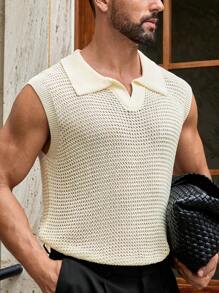 Manfinity VCAY Herren Casual Modische Hollow Out Strickweste Herren Strickoberteil