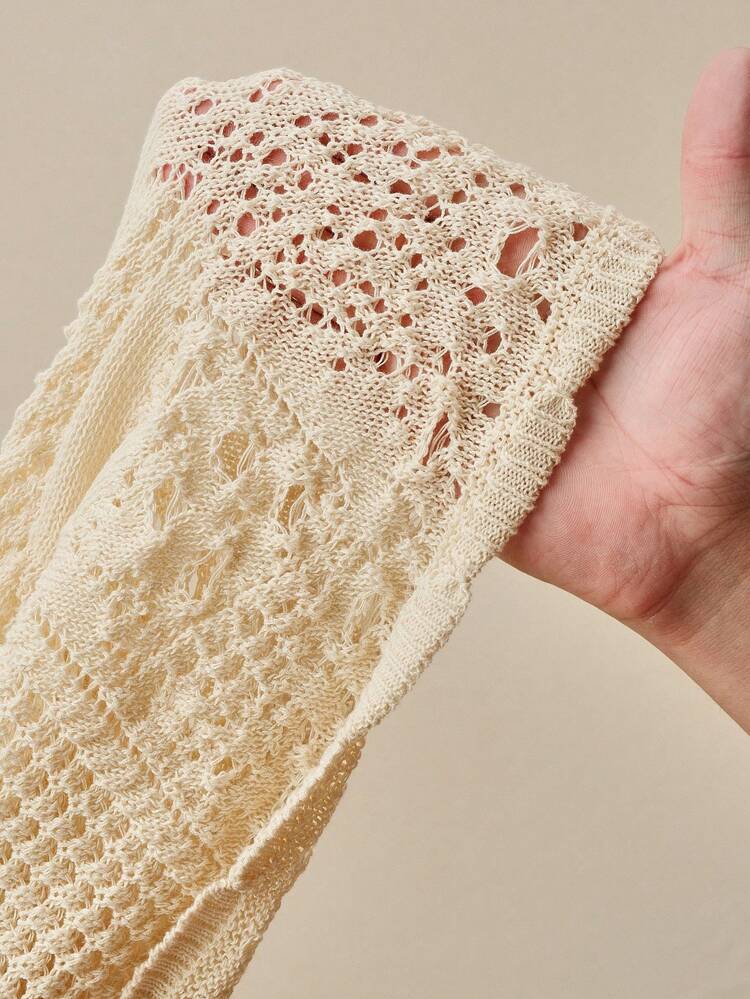 2pcs Women Elegant High-End Hollow Flower Crochet Cropped Cami Top & Skirt Set For Summer Beach Vacation