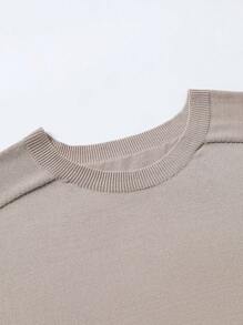 Manfinity Homme Men's Casual Solid-Color Summer Short-Sleeved Knit Shirt, Seamless One-Piece Construction, Cool And Breathable - Khaki - View 4