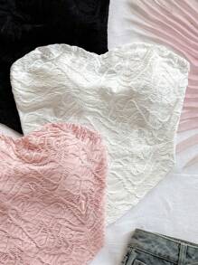 Soleia 3 件套女士节日白色、绿色和黑色提花纹理抹胸、短款吊带背心 - 彩色 - 查看 4
