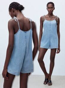 Maija Women's Denim Overalls And Jumpsuits Bowknot Casual Summer Jumpsuit, Going Out