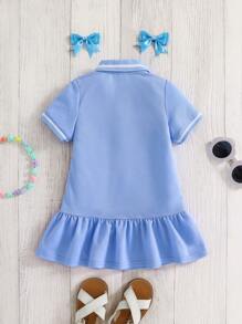 SHEIN Đầm xòe dệt kim màu sắc thoải mái cho bé gái - trắng - Xem 3