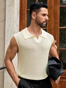 Manfinity VCAY Herren Casual Modische Hollow Out Strickweste Herren Strickoberteil