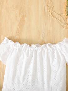Leap Crew Conjunto de 2 piezas para vacaciones para niña preadolescente, con blusa de punto con hombros descubiertos y estampado jacquard, y pantalones cortos holgados de tejido floral tipo "ditsy" - Blanco y Negro - Ver 7