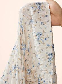 SHEIN Tall 女士夏季度假风格蓝色碎花纹理泡泡袖休闲短款连衣裙 女士春季服装 女士夏季连衣裙 女士春季服装 女士度假服装 女士沙滩服装 女士春季连衣裙 复活节服装 女士 Fairycore 浪漫婚礼季服装 日常服装、茶会礼服、女士夏季连衣裙