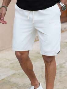 Manfinity Homme Pantalones cortos rectos de unicolor casuales para hombres