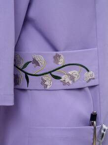 Scrubzie 不对称刺绣长款衬衫领制服上衣 - 紫色 - 查看 5