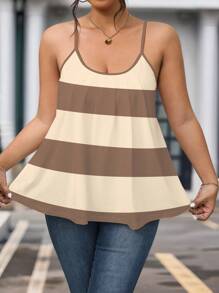 Calvaya Plus Size Color Block Splice Casual Spring/Summer And Camisole Top Graphic Tees Women Tops - Multicolor - View 1
