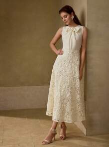 MOTF PREMIUM VÁY SLIM FIT CỠ CAO THANH LỊCH VỚI CỔ NƠ VÀ VÁY CHẾT, CẢM GIÁC CAO CẤP DÀNH CHO NỮ - Màu be - Xem 6