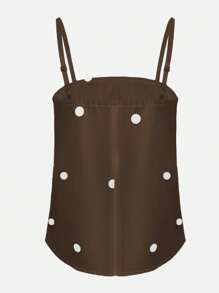 INAWLY Women's Minimalist Polka Dot 2 Pieces Set, Spring/Summer - Coffee Brown - View 4