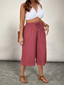 SHEIN VCAY Plus Size Solid Color Cropped Summer Pants