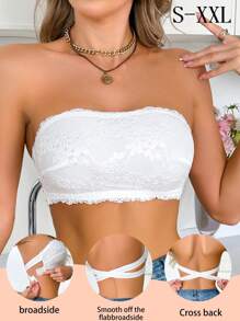 1 pièce Brassière bandeau en dentelle pour femmes, lingerie sans fil