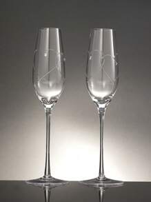 2PCS创意雕花钻石水晶玻璃高脚香槟杯，雕刻工艺，双爱L型图案，轻奢复古，适用于婚礼，情人节，永恒爱情，节庆礼品，餐厅，宴会，派对，酒吧，特殊场景，水晶玻璃高脚香槟杯 - 彩色 - 查看 10